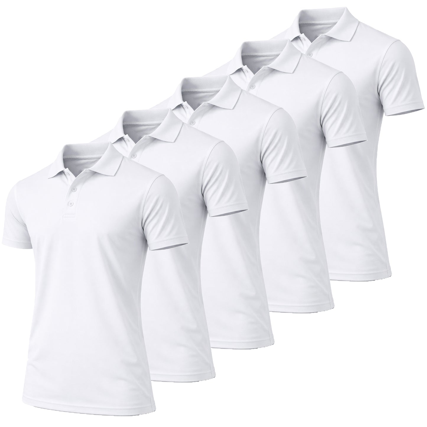 5-Pack Men's Dry Fit Moisture-Wicking Polo Shirt (S-3XL) - GalaxybyHarvic