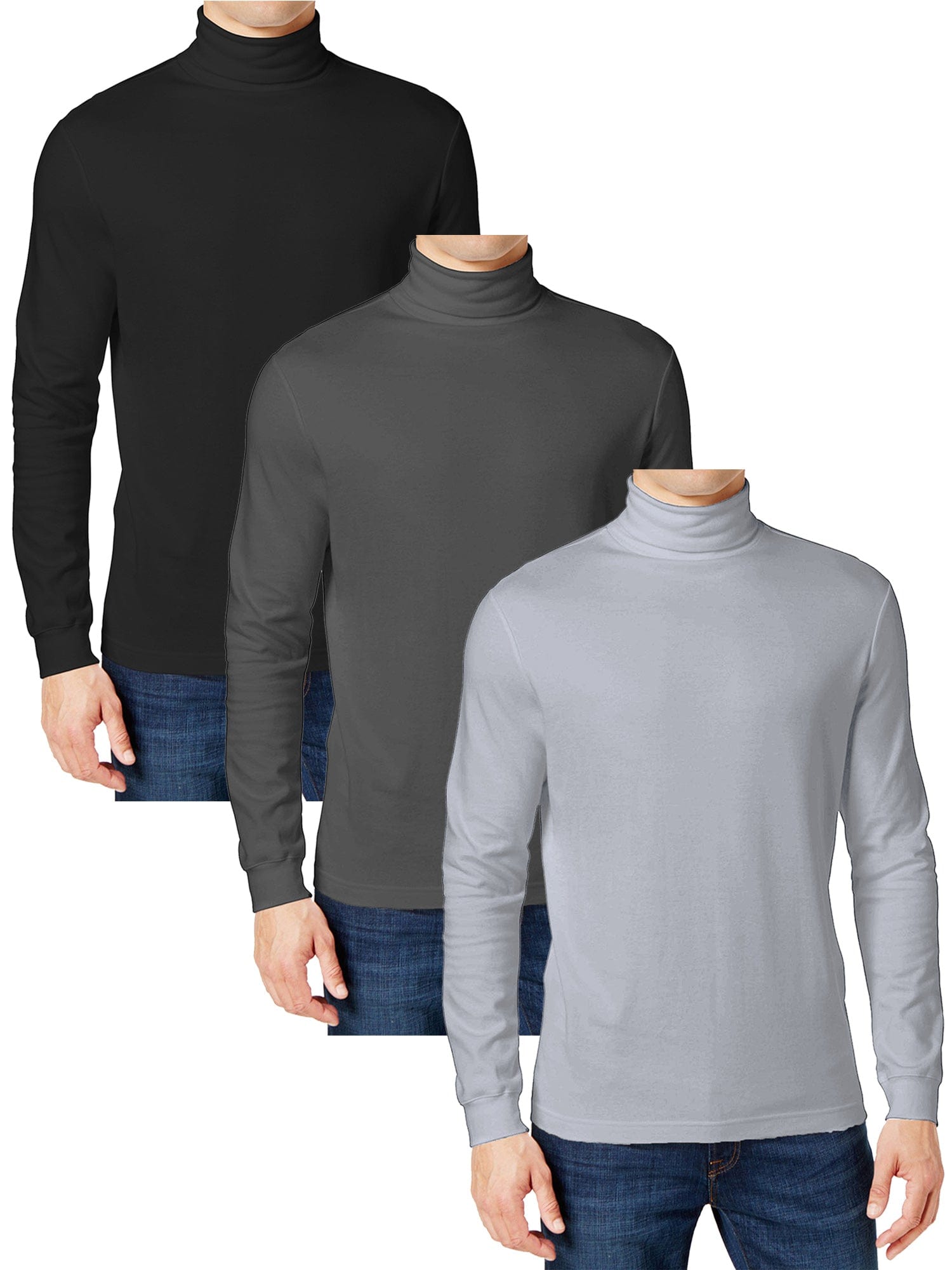 3-Pack Men's Long Sleeve Turtle Neck T-Shirt (Sizes, S to 2XL) - GalaxybyHarvic