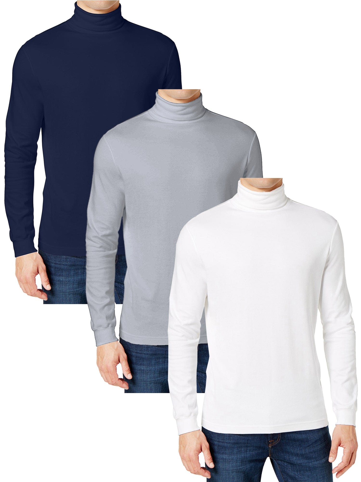 3-Pack Men's Long Sleeve Turtle Neck T-Shirt (Sizes, S to 2XL) - GalaxybyHarvic