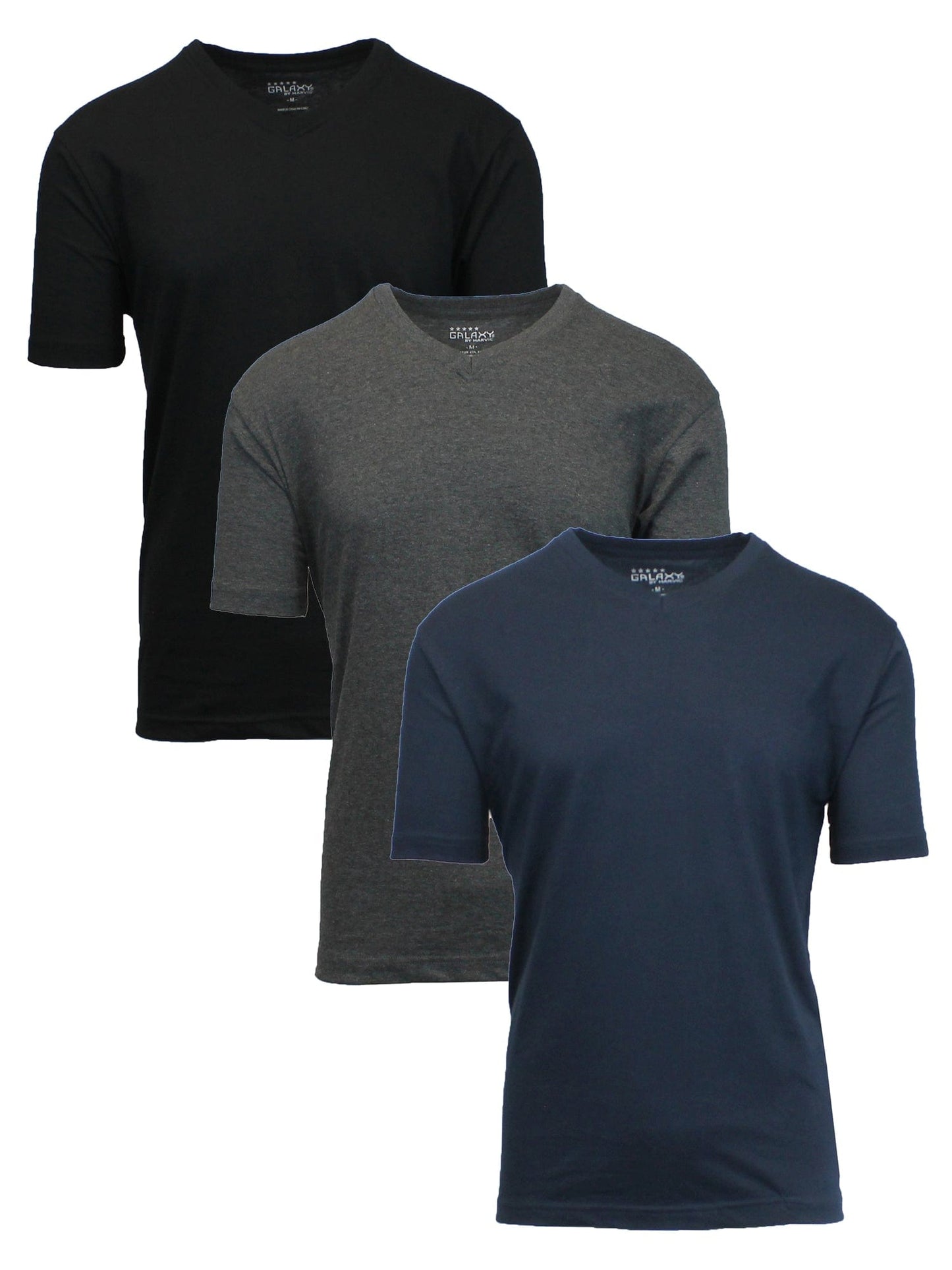 Men's (3-Pack) Short Sleeve V-Neck Modern Fit Classic Tees (S-3XL) - GalaxybyHarvic