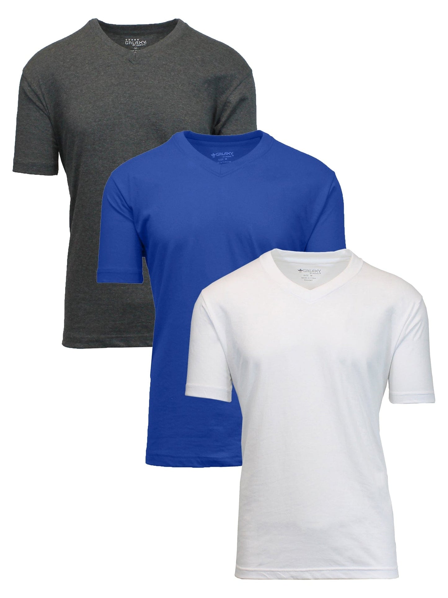 Men's (3-Pack) Short Sleeve V-Neck Modern Fit Classic Tees (S-3XL) - GalaxybyHarvic