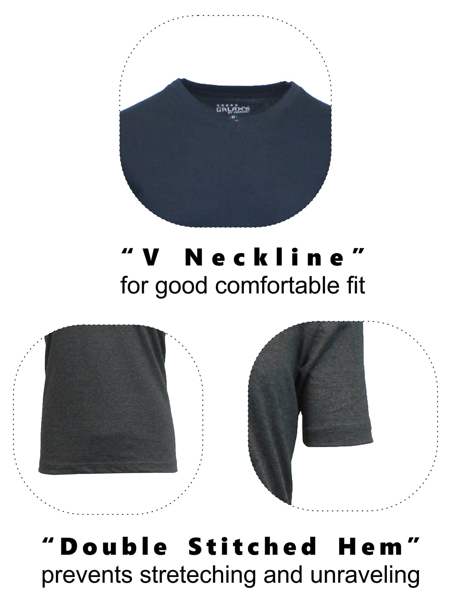 Men's (3-Pack) Short Sleeve V-Neck Modern Fit Classic Tees (S-3XL) - GalaxybyHarvic