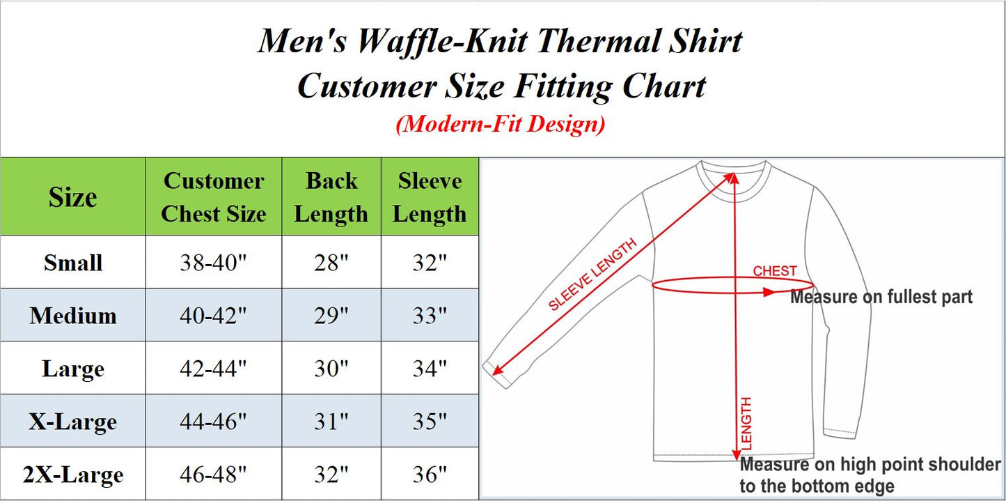 Men’s Long Sleeve Waffle Knit Thermal Shirt – V-Neck, Modern Fit, Warm Layering Top
