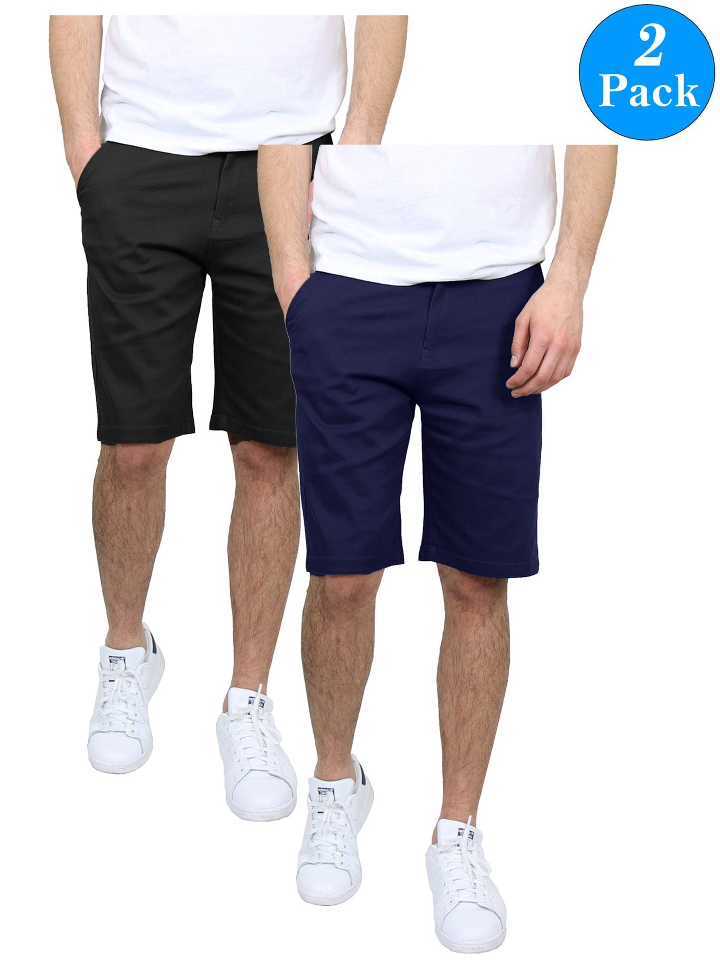 Men's 5-Pockets Flex Stretch Cotton Chino Shorts (2-Pack) - GalaxybyHarvic