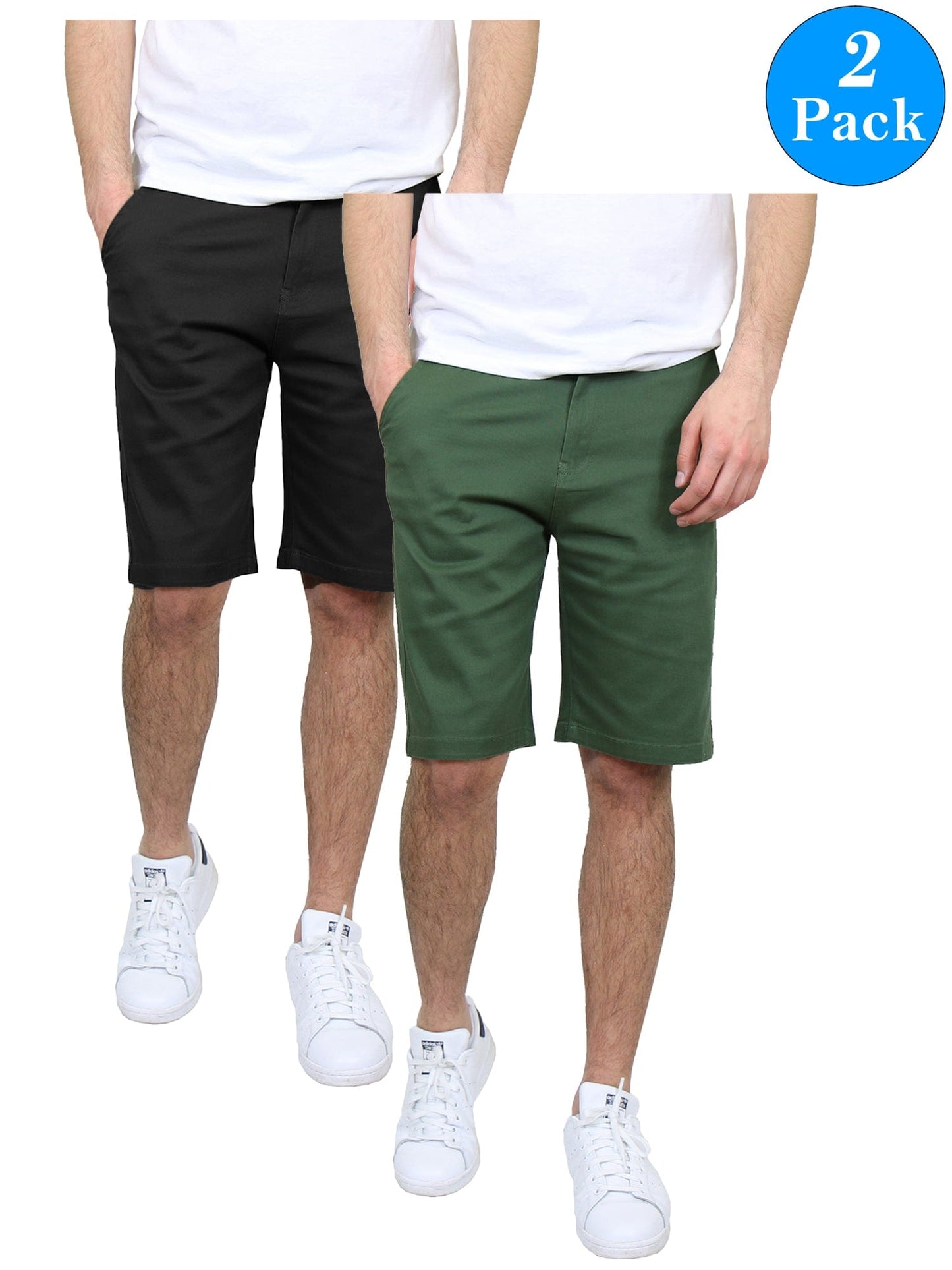 Men's 5-Pockets Flex Stretch Cotton Chino Shorts (2-Pack) - GalaxybyHarvic