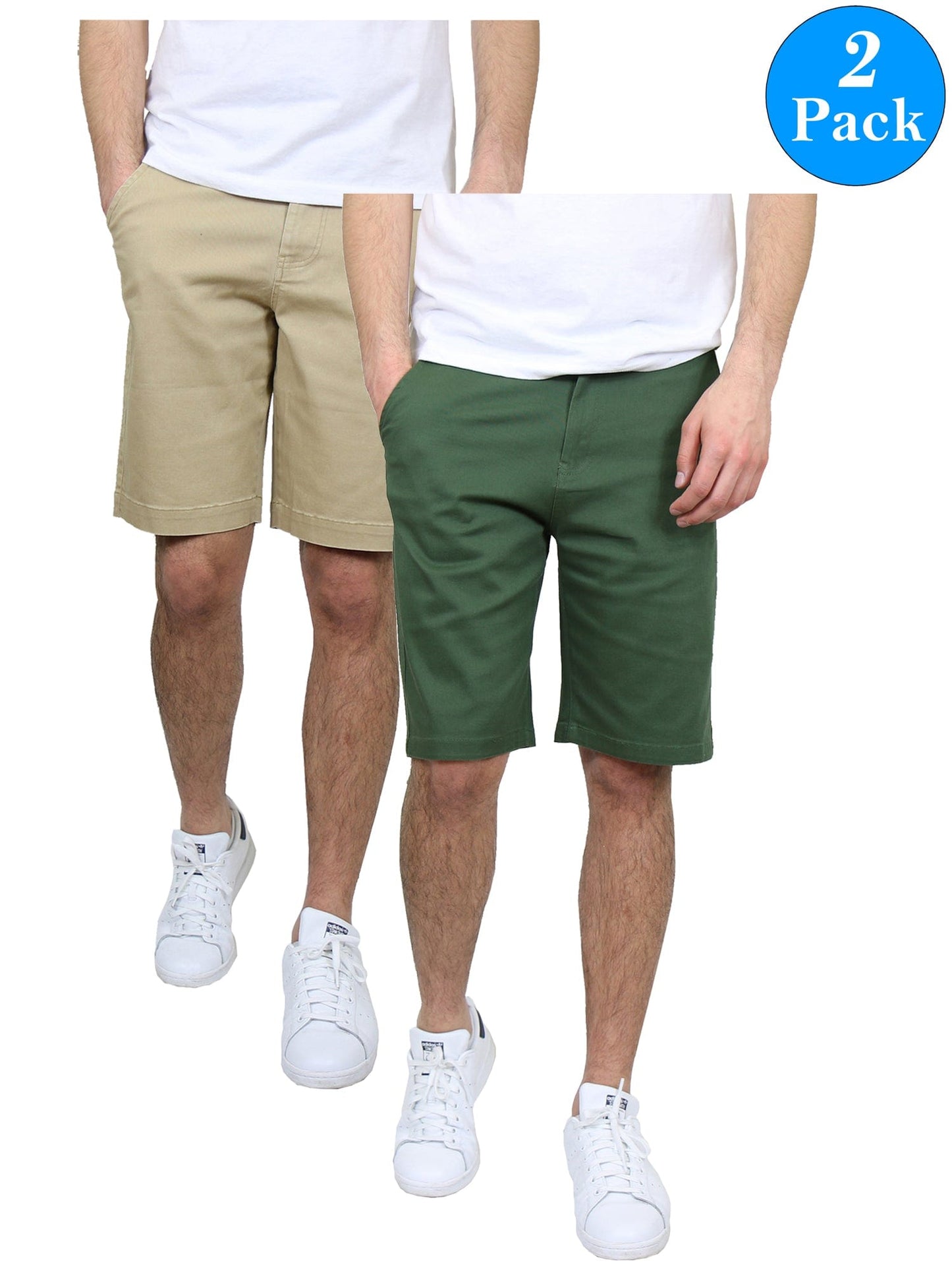 Men's 5-Pockets Flex Stretch Cotton Chino Shorts (2-Pack) - GalaxybyHarvic