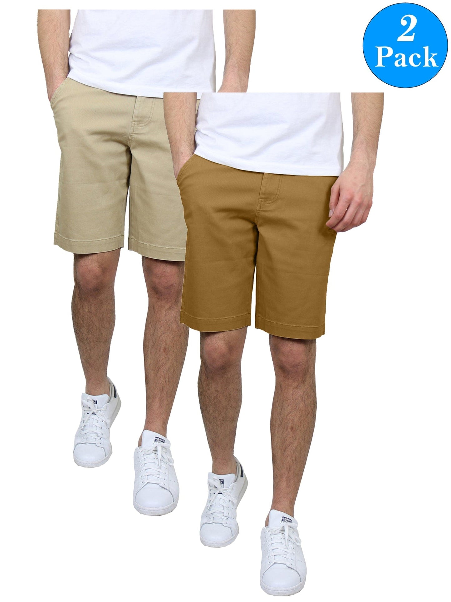 Men's 5-Pockets Flex Stretch Cotton Chino Shorts (2-Pack) - GalaxybyHarvic