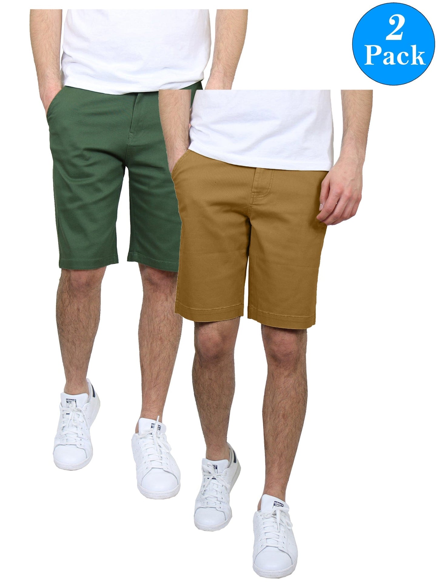 Men's 5-Pockets Flex Stretch Cotton Chino Shorts (2-Pack) - GalaxybyHarvic
