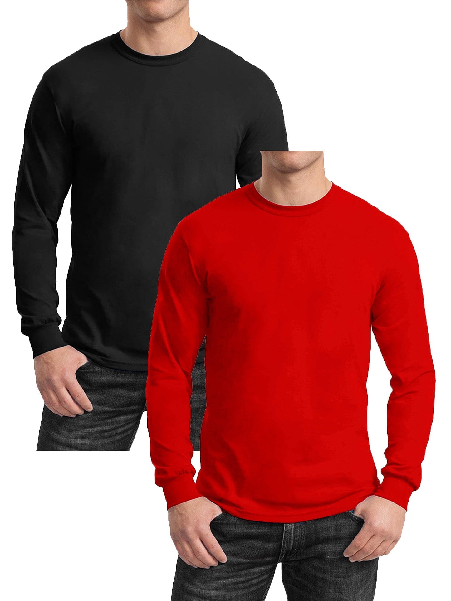 GBH Camiseta de manga larga de mezcla de algodón egipcio para hombre, paquete de 2 (S-2XL)