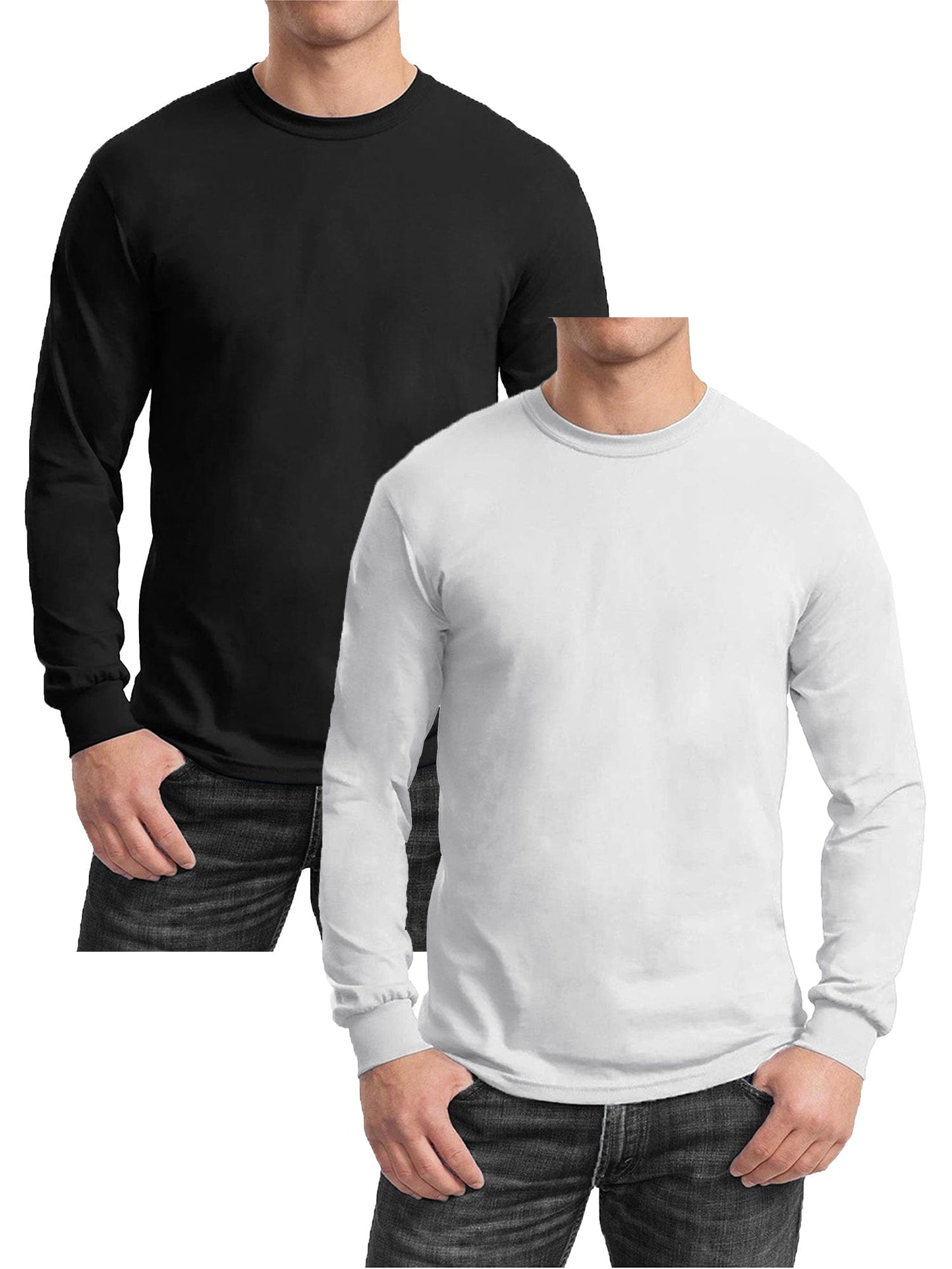 GBH Camiseta de manga larga de mezcla de algodón egipcio para hombre, paquete de 2 (S-2XL)