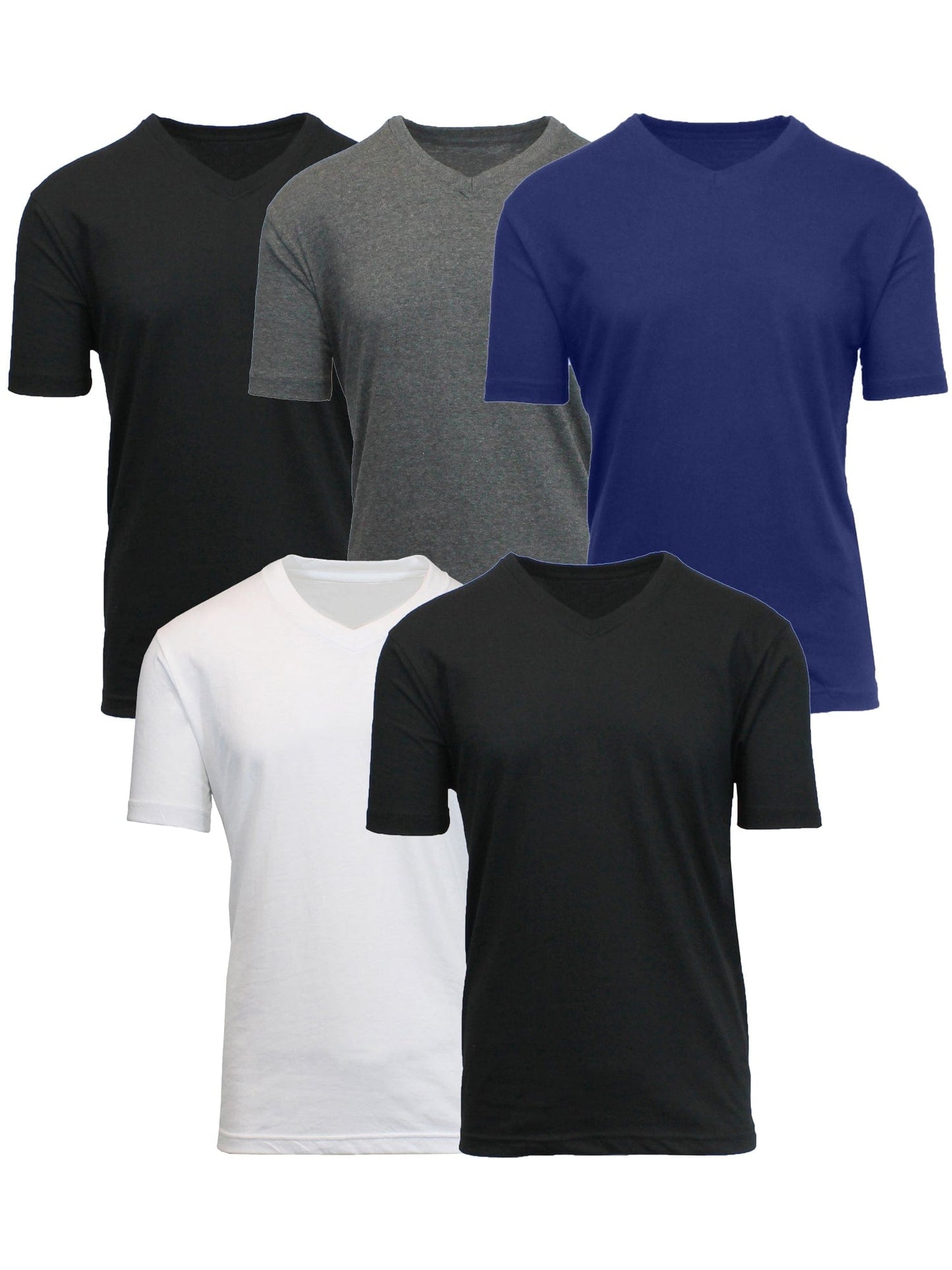 5-Pack Men's Short Sleeve V-Neck Modern Fit Classic Tees (S-3XL) - GalaxybyHarvic