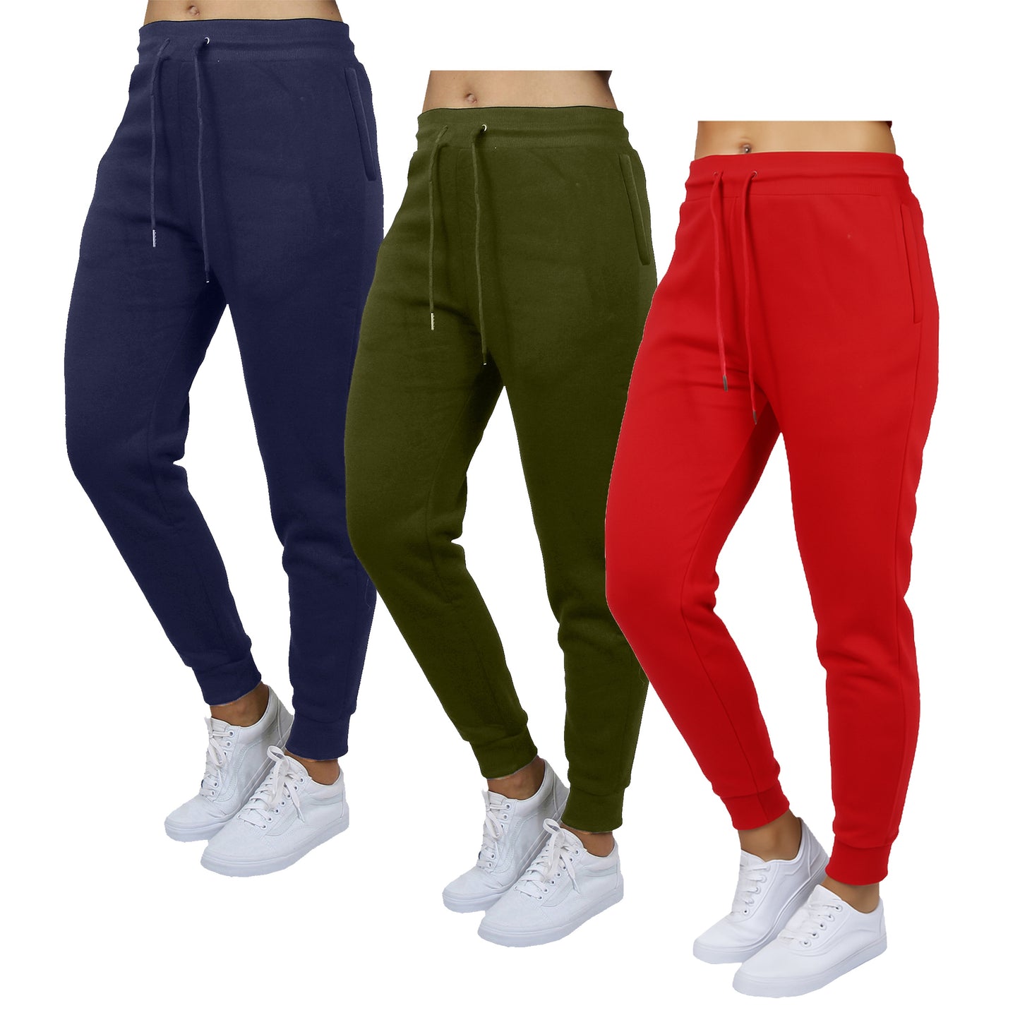 3-Pack Women's Loose Fit Fleece Jogger Sweatpants (S-5XL)