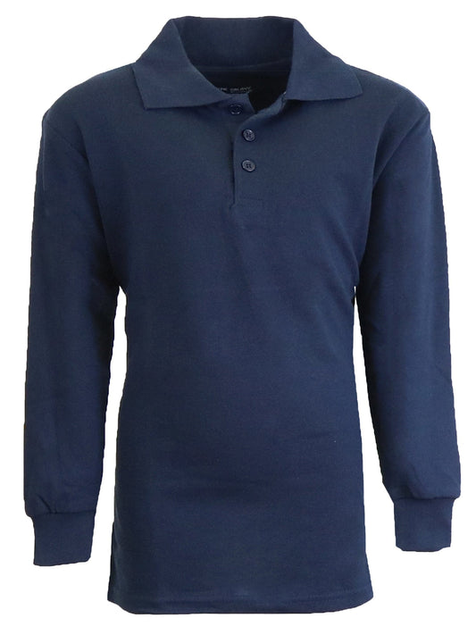 Boy's Long Sleeve Pique Polo Shirt - (Sizes 8-20) - GalaxybyHarvic