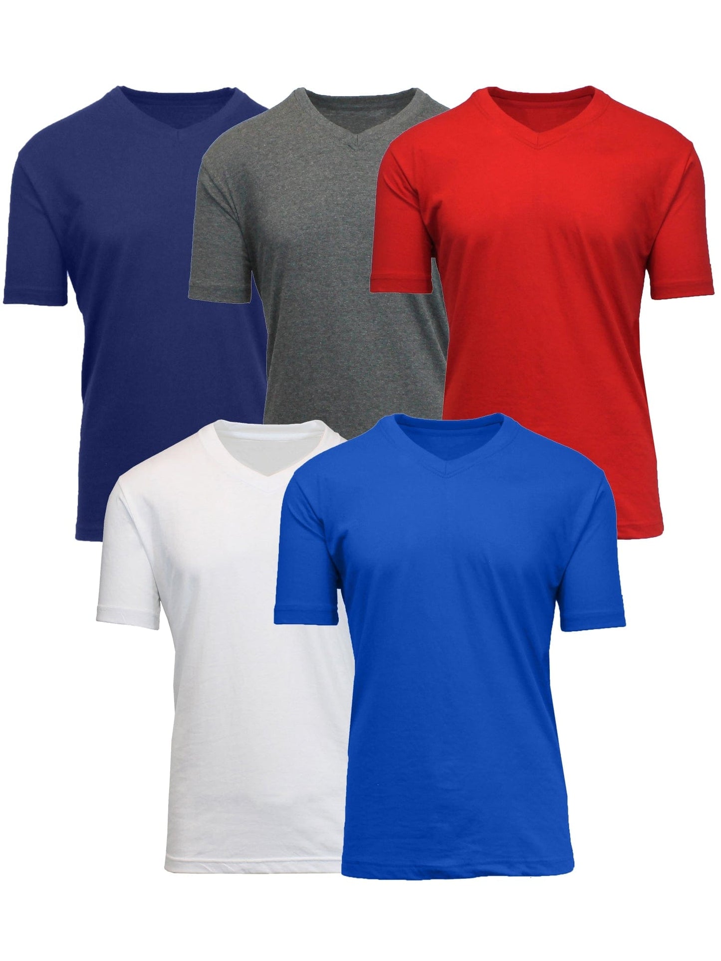 5-Pack Men's Short Sleeve V-Neck Modern Fit Classic Tees (S-3XL) - GalaxybyHarvic