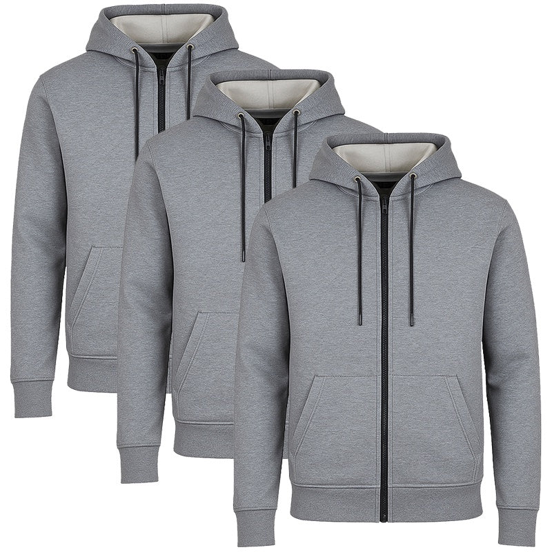 3-Pack Men’s Fleece-Lined Full-Zip Hoodie (S-3XL)