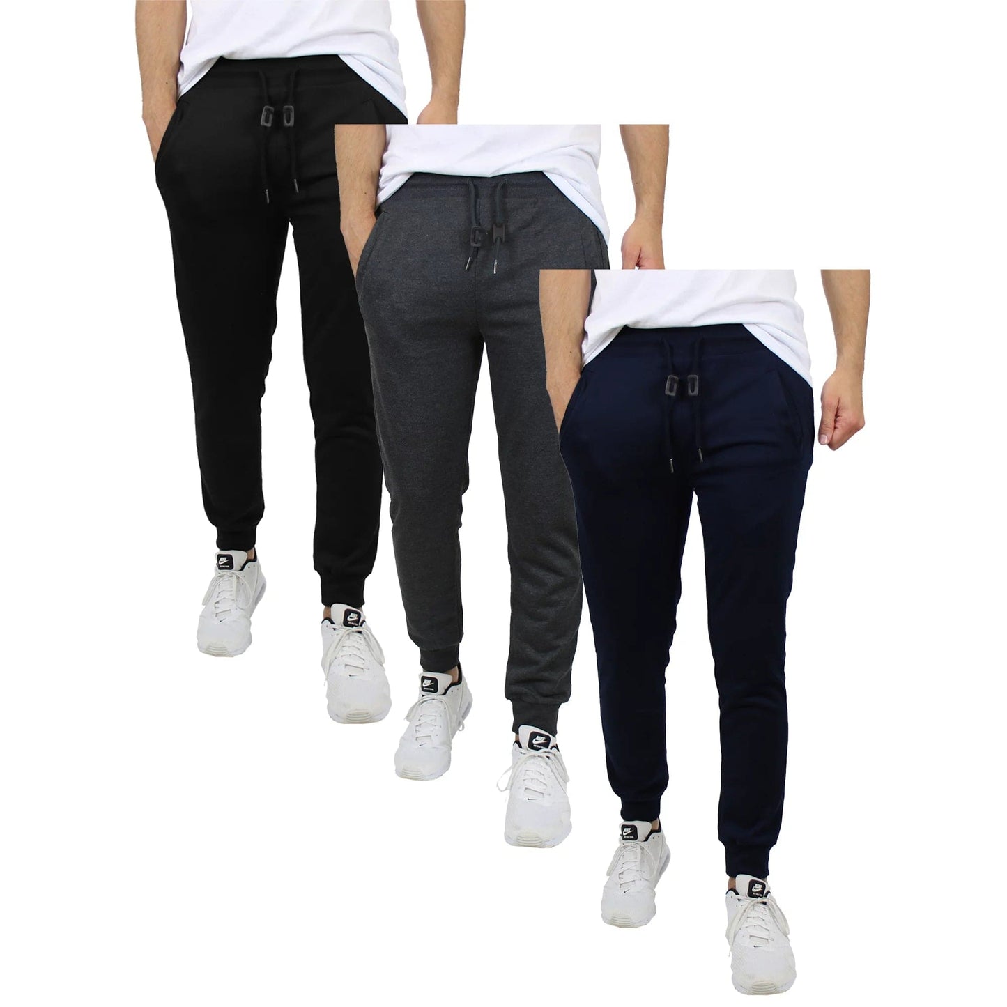 3-Pack Men's Fleece & French Terry Slim-Fit Jogger (Size, S-2XL) - GalaxybyHarvic