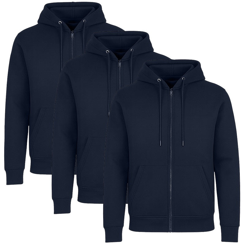 3-Pack Men’s Fleece-Lined Full-Zip Hoodie (S-3XL)