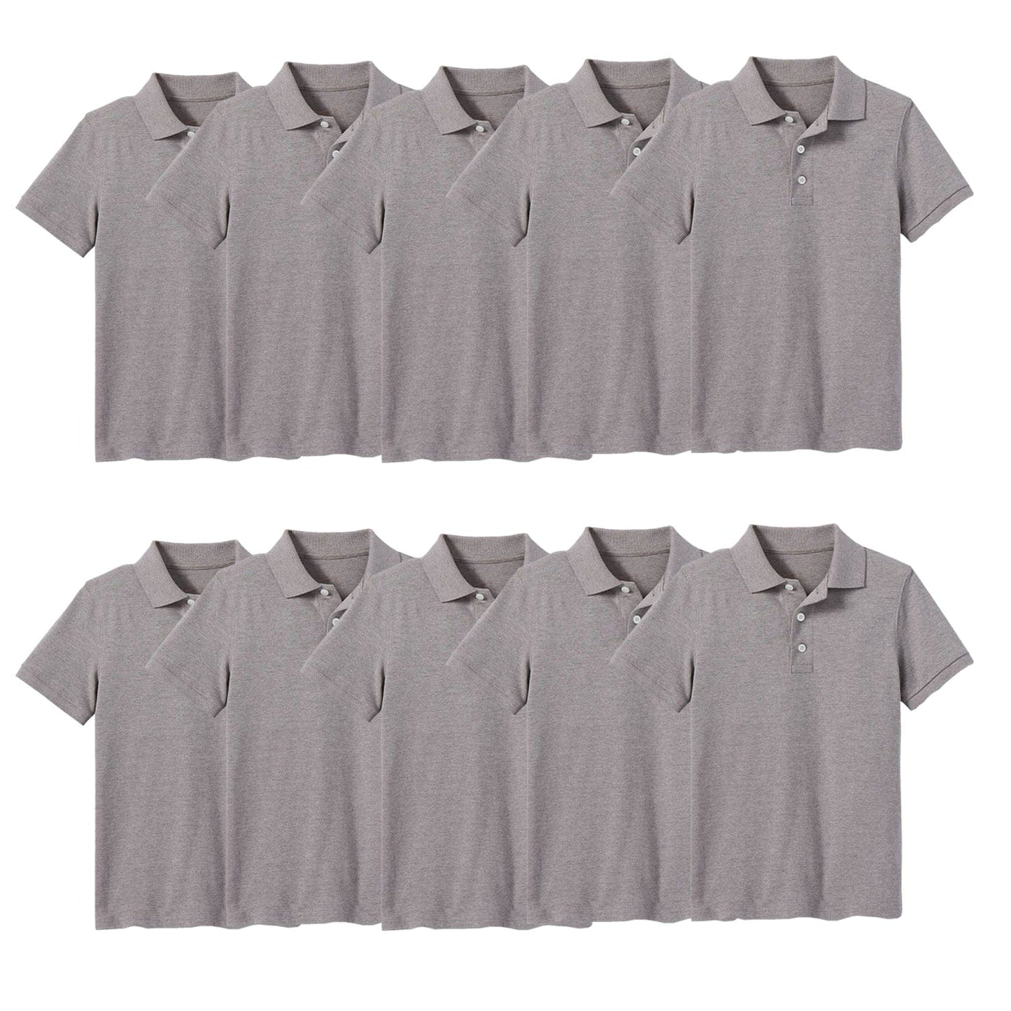10-Pack School Uniform Tagless Polo Tshirt for Little Boys & Big Boys