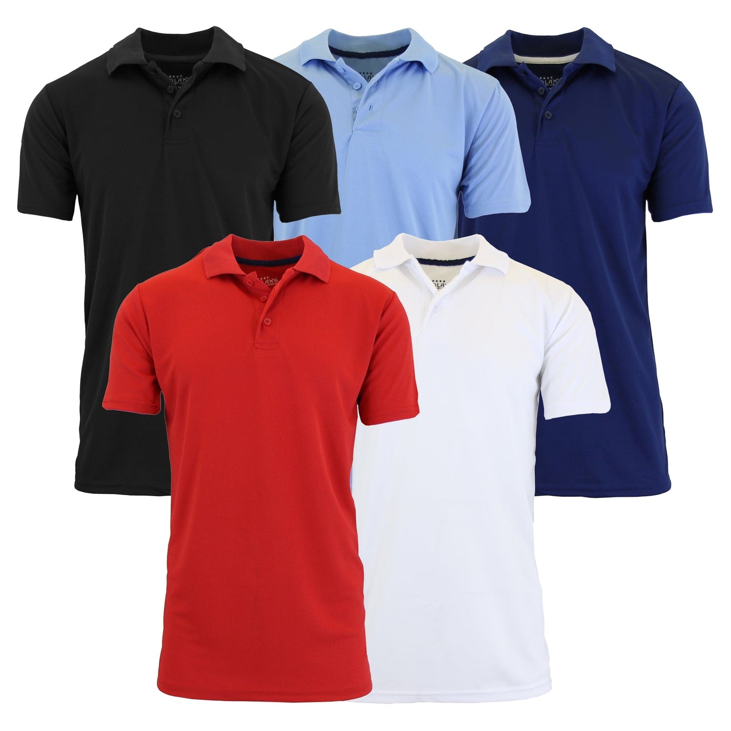 5-Pack Men's Dry Fit Moisture-Wicking Polo Shirt (S-3XL) - GalaxybyHarvic