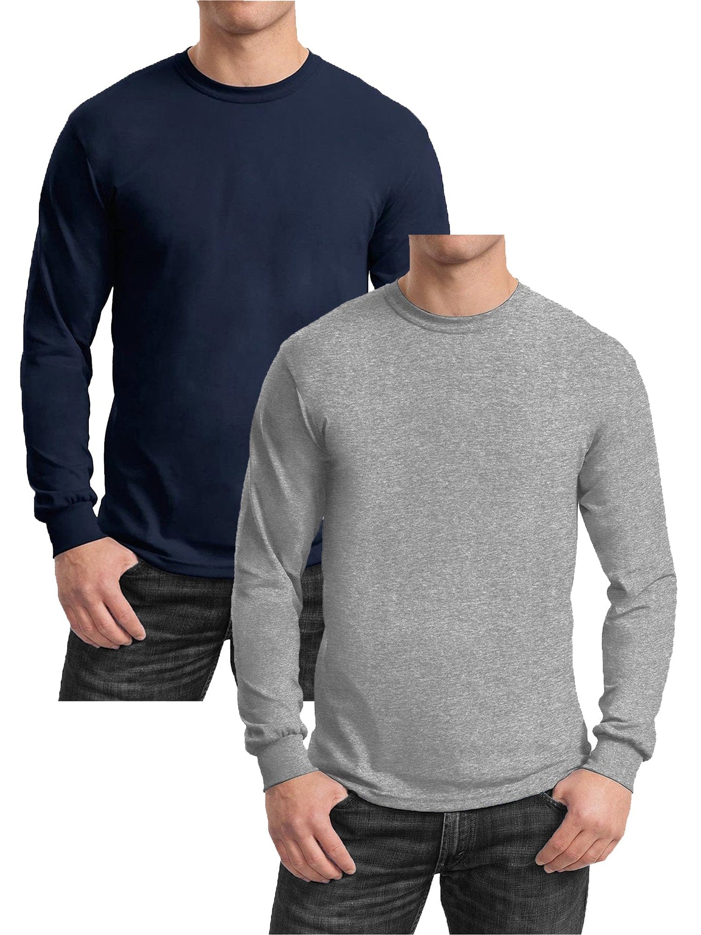 GBH Camiseta de manga larga de mezcla de algodón egipcio para hombre, paquete de 2 (S-2XL)