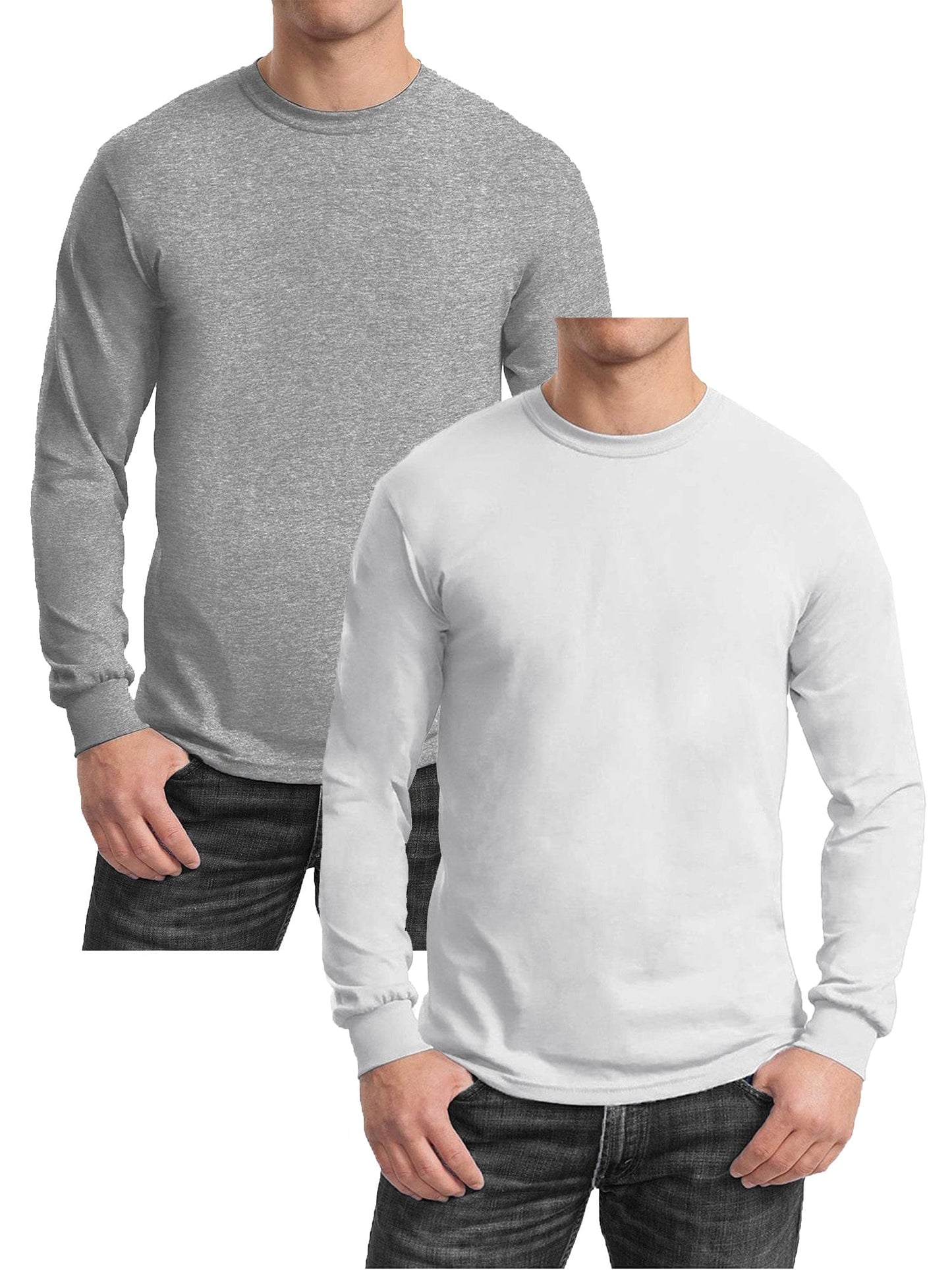 GBH Camiseta de manga larga de mezcla de algodón egipcio para hombre, paquete de 2 (S-2XL)