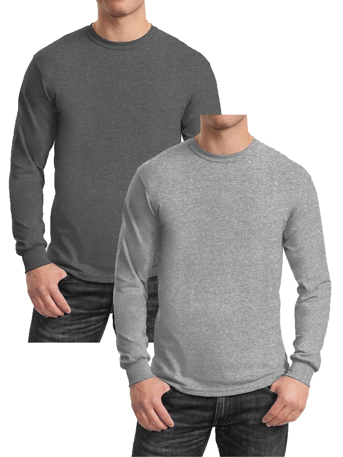 GBH Camiseta de manga larga de mezcla de algodón egipcio para hombre, paquete de 2 (S-2XL)