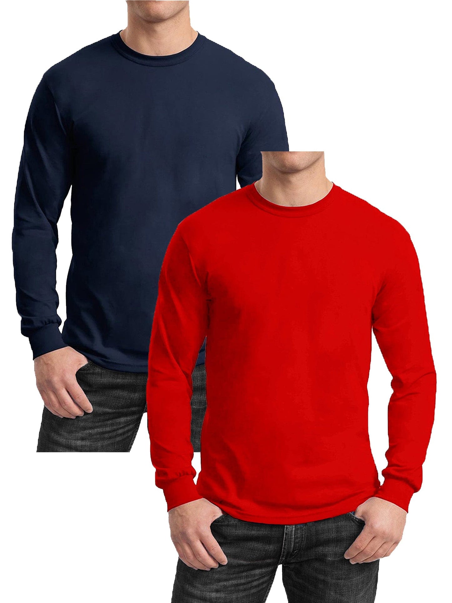 GBH Camiseta de manga larga de mezcla de algodón egipcio para hombre, paquete de 2 (S-2XL)