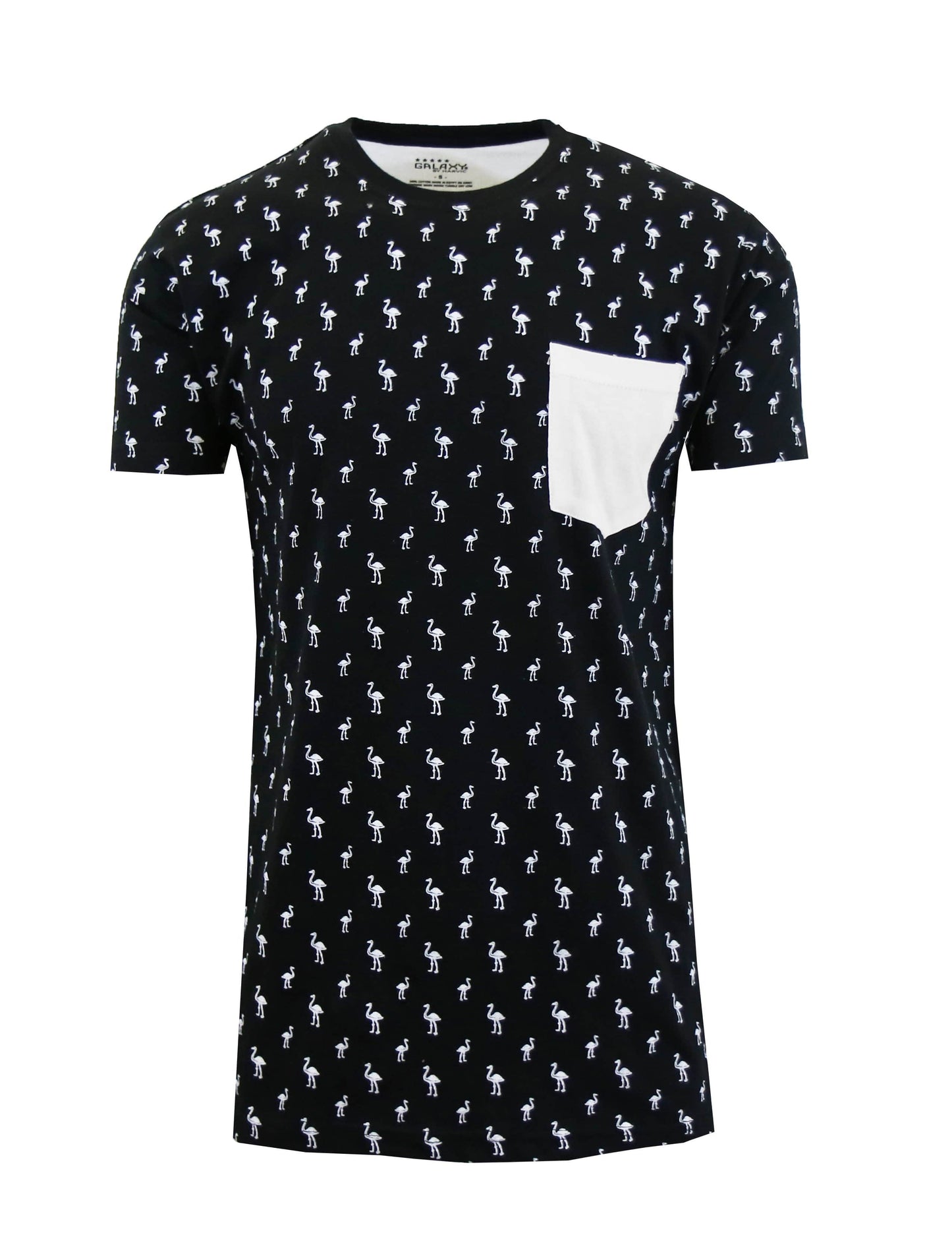 Men's Flamingo Printed Tee with Chest Pocket - GalaxybyHarvic