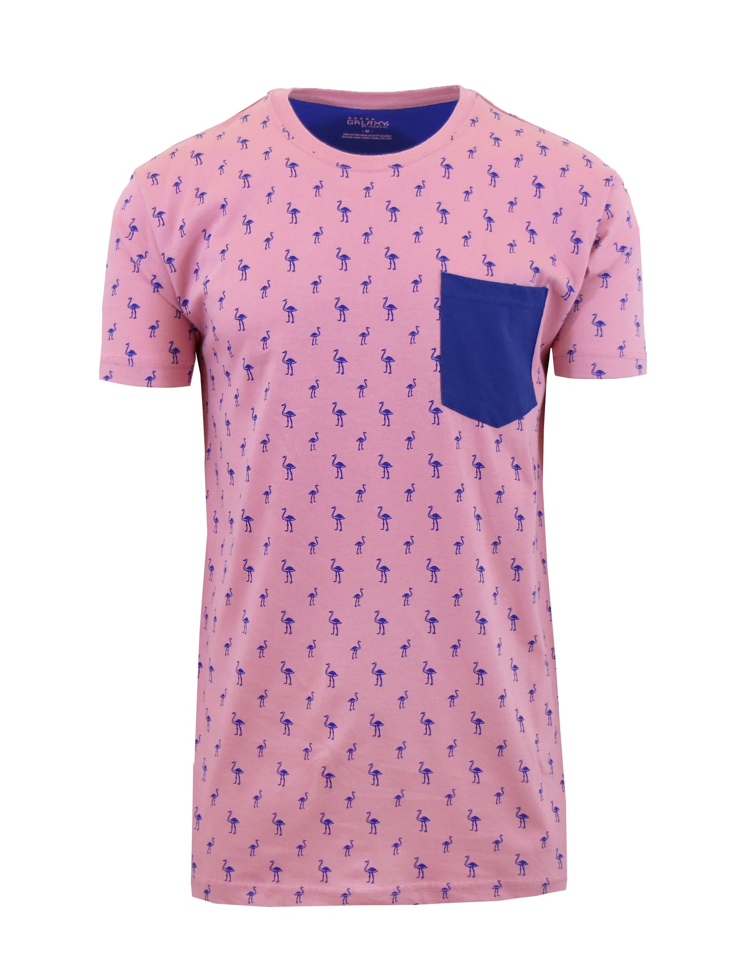 Men's Flamingo Printed Tee with Chest Pocket - GalaxybyHarvic