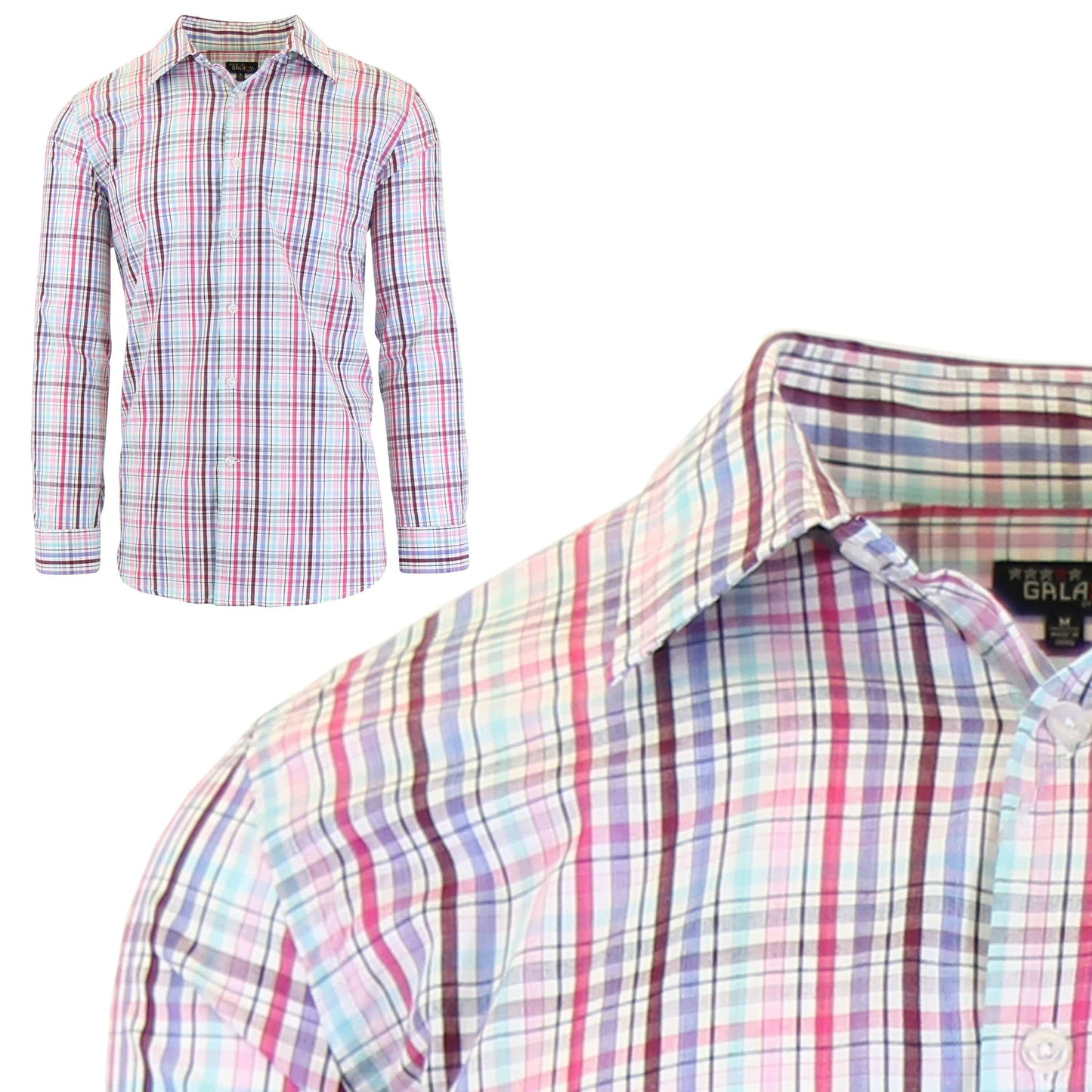 Men's Long Sleeve Printed Dress Shirt With Chest Pocket - GalaxybyHarvic
