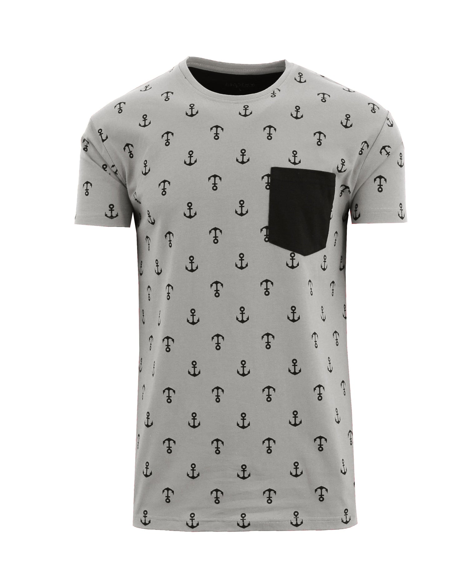 Men's Anchor Printed Tee with Chest Pocket - GalaxybyHarvic