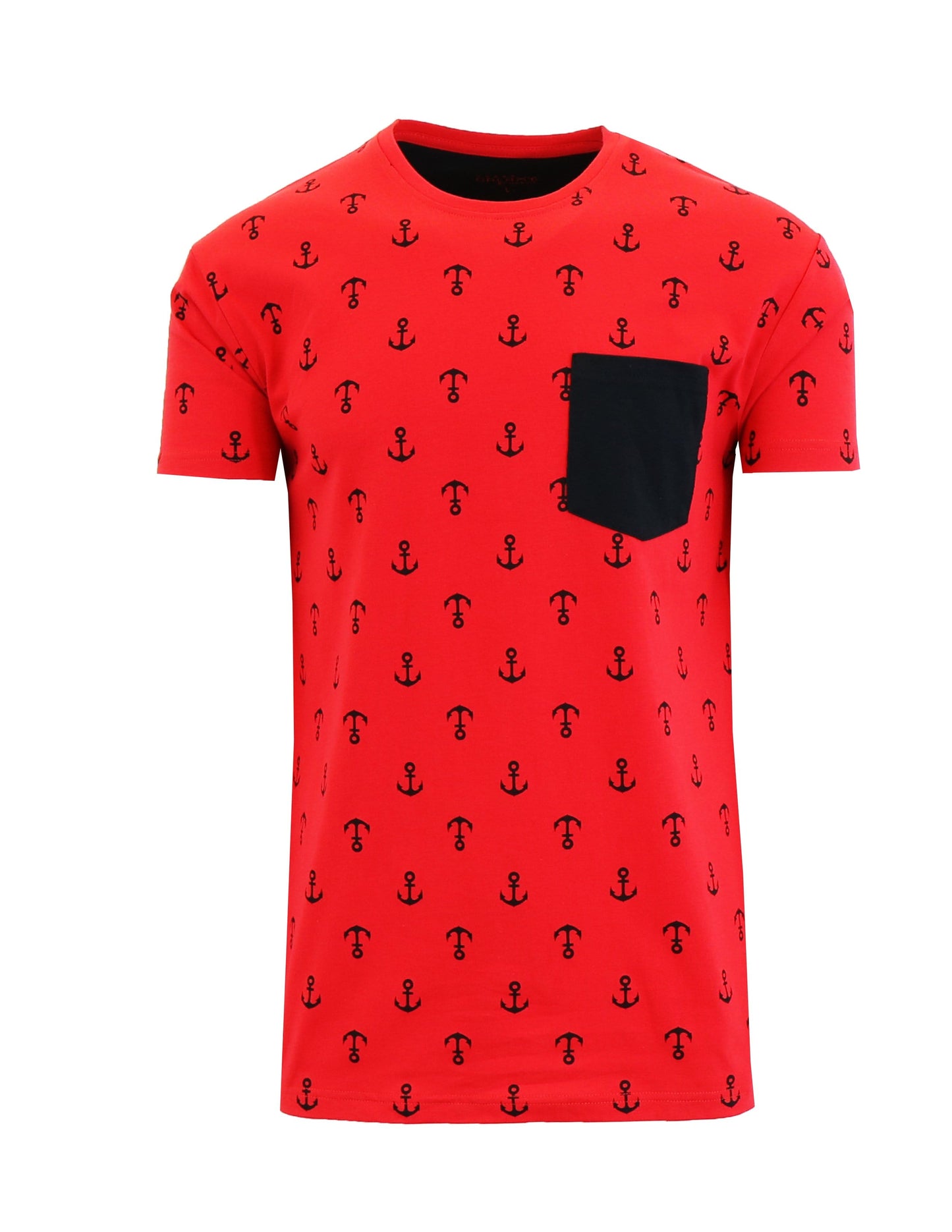 Men's Anchor Printed Tee with Chest Pocket - GalaxybyHarvic