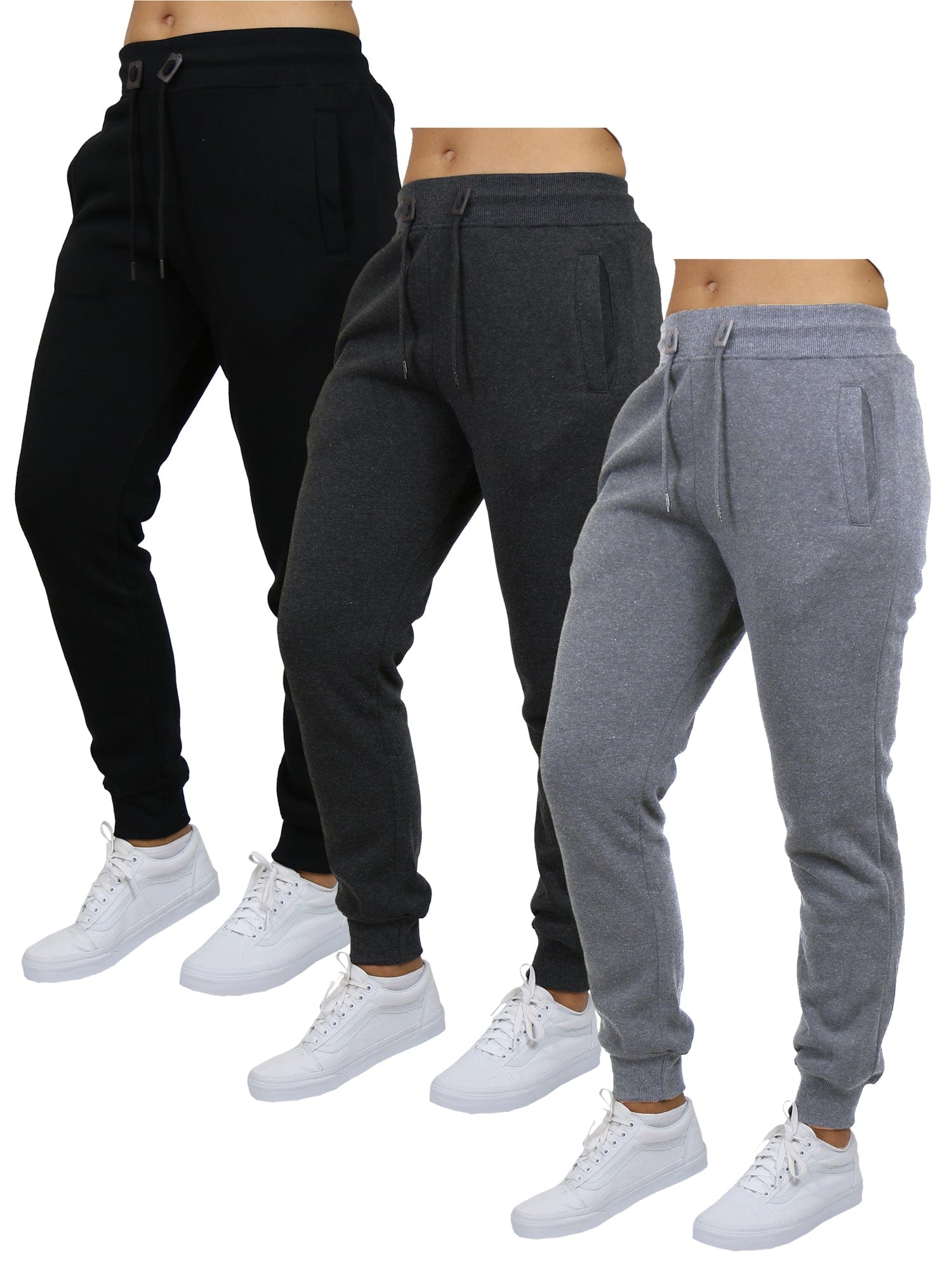 Men's 3-Pack Active Athletic Workout Sweatpants with Zipper Pocket and  Drawstring //Black - Grey- Charcoal//