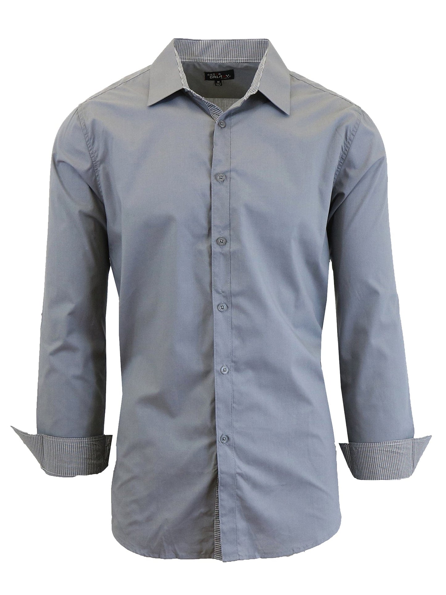 Men's Long-Sleeve Solid Slim-Fit Casual Dress Shirts - GalaxybyHarvic