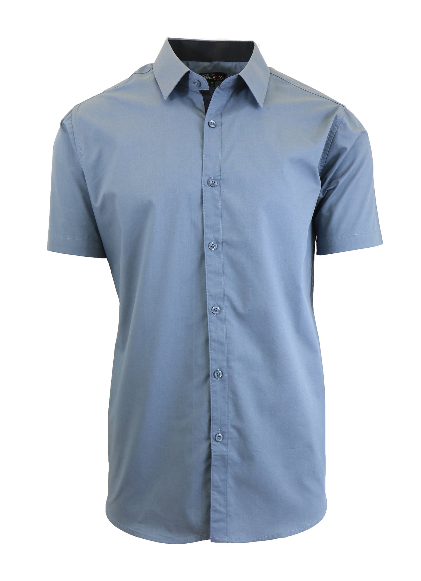 Men's Short Sleeve Slim Fit Solid Button Down Dress Shirt - GalaxybyHarvic