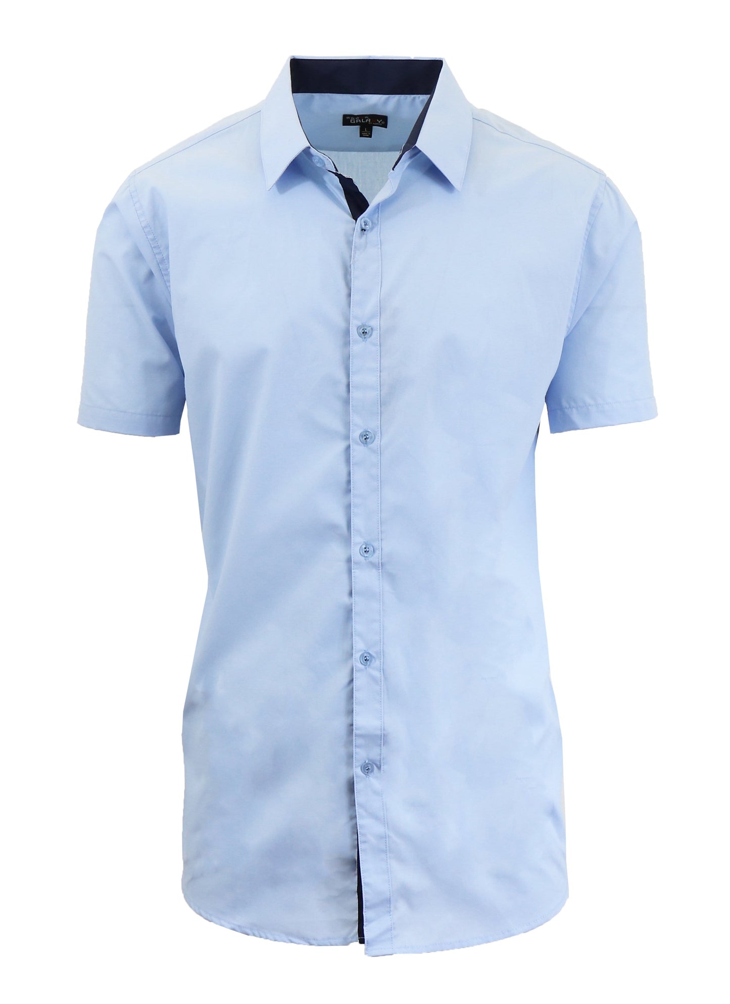Men's Short Sleeve Slim Fit Solid Button Down Dress Shirt - GalaxybyHarvic
