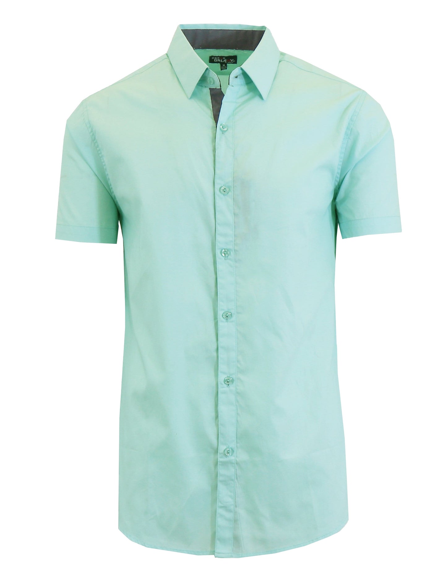 Men's Short Sleeve Slim Fit Solid Button Down Dress Shirt - GalaxybyHarvic