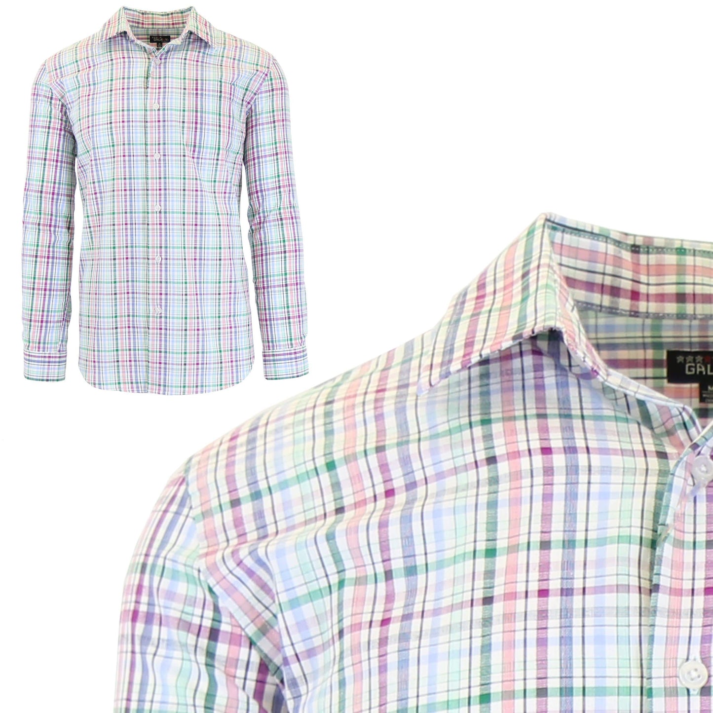 Men's Long Sleeve Printed Dress Shirt With Chest Pocket - GalaxybyHarvic