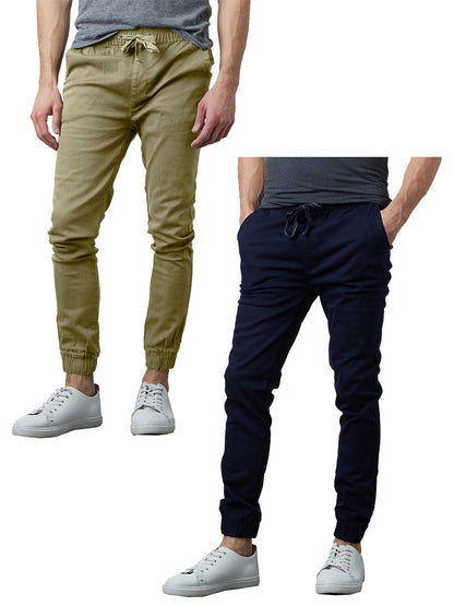 Men's 2-Pack Classic Cotton Stretch Twill Jogger Pants - GalaxybyHarvic