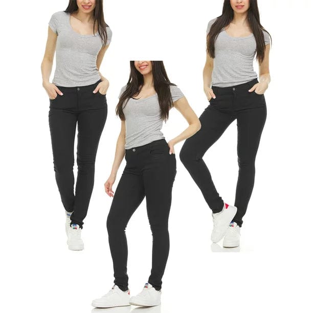 3-Pack Women's Super Stretchy Skinny 5-Pocket Uniform Soft Chino Pants - GalaxybyHarvic