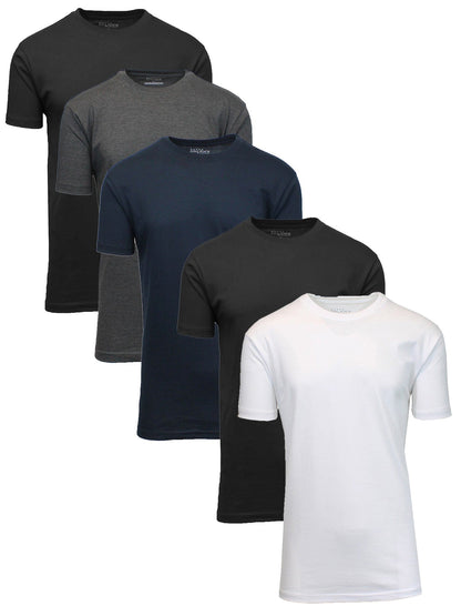 Men's Short Sleeve Crew Neck  Cotton Blend Classic Tee (S-3XL) 5 Pack