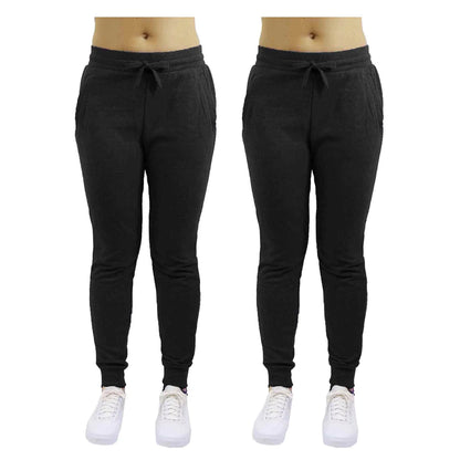 GBH Women's Slim Fit Fleece Jogger Sweatpants with Zipper Pockets 2-Pack - GalaxybyHarvic