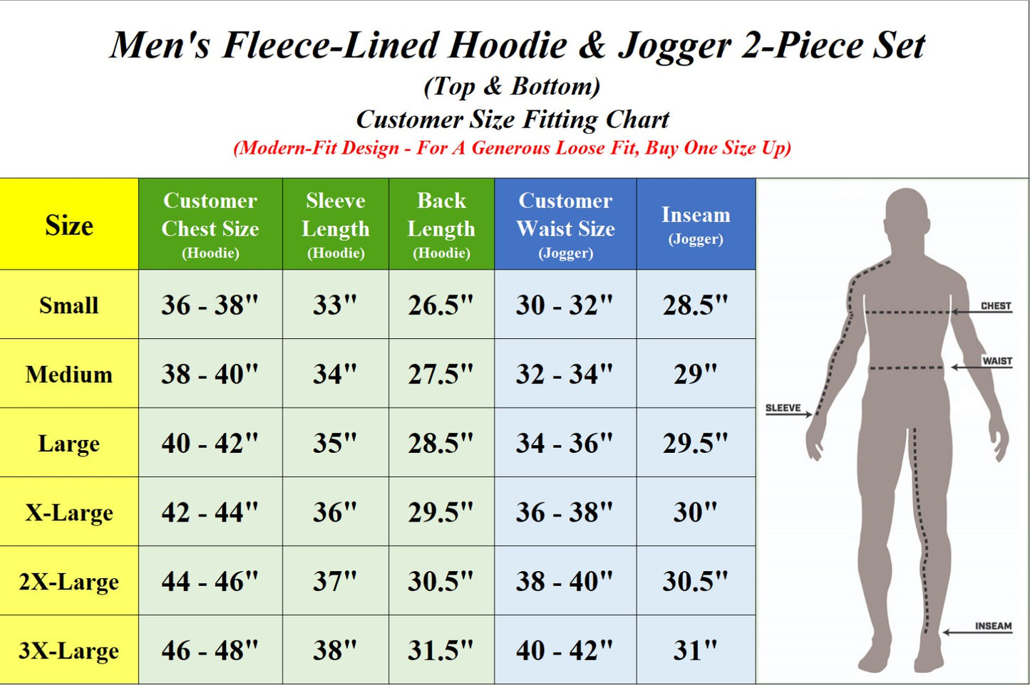 Men’s Soft Fleece Cotton Blend Pullover Hoodie & Sweatpants Jogging Set