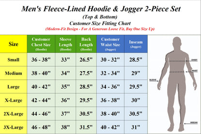 Men’s Soft Fleece Cotton Blend Pullover Hoodie & Sweatpants Jogging Set