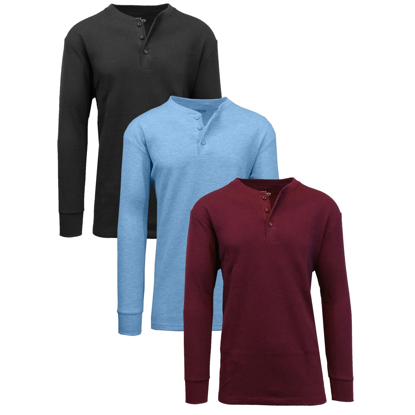 3-Pack Mens Long Sleeve Henley Thermal Tee (S-3XL) - GalaxybyHarvic