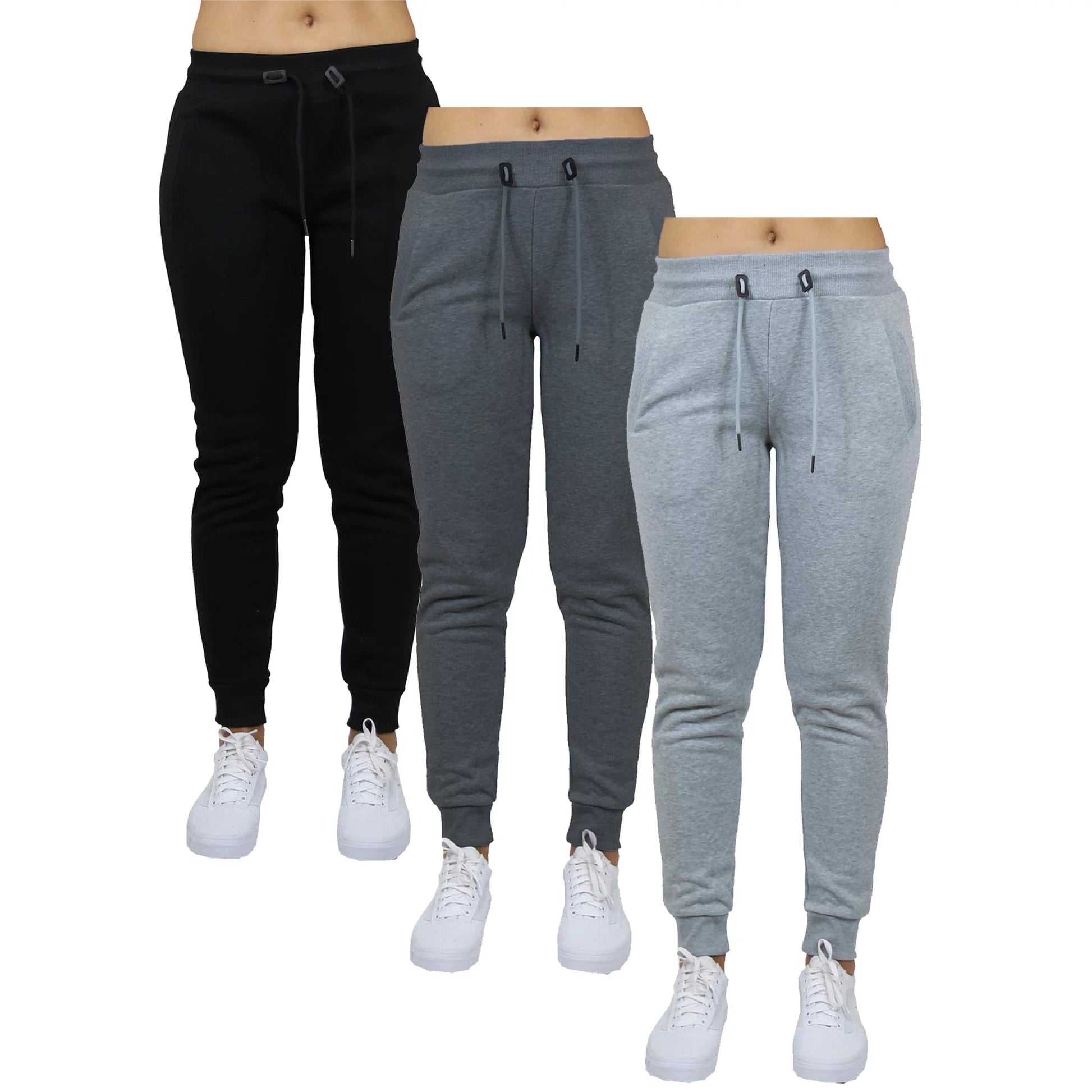[3-Pack] Women's Loose-Fit Fleece Jogger Sweatpants with Zipper Pockets