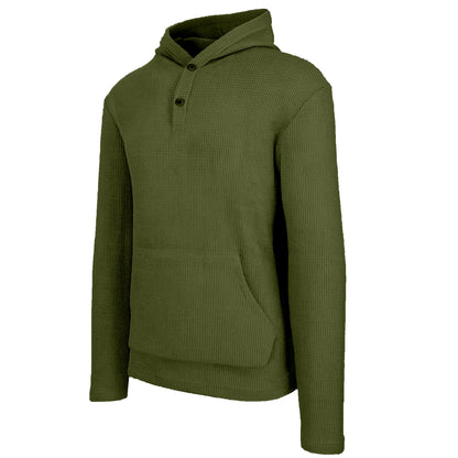 Men's Waffle Knit Thermal Pullover Hoodie (S-3XL)