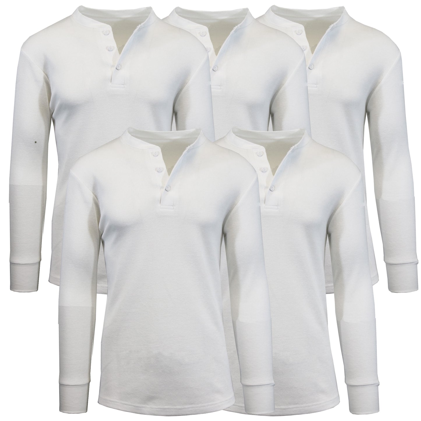 5-Pack Men's Thermal Shirts - Waffle Knit Henley & Crew Neck Styles, Long Sleeve, Soft & Warm Layers for Winter