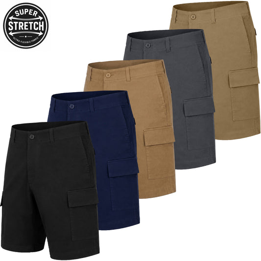 Men’s Super Stretch Cargo Shorts with Button Closure and Zipper Pockets (Sizes: 30-42) - GalaxybyHarvic