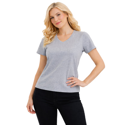 Women’s Relaxed Fit V-Neck Short Sleeve T-Shirt – 100% Cotton with Double-Stitched Hem (S-2XL)